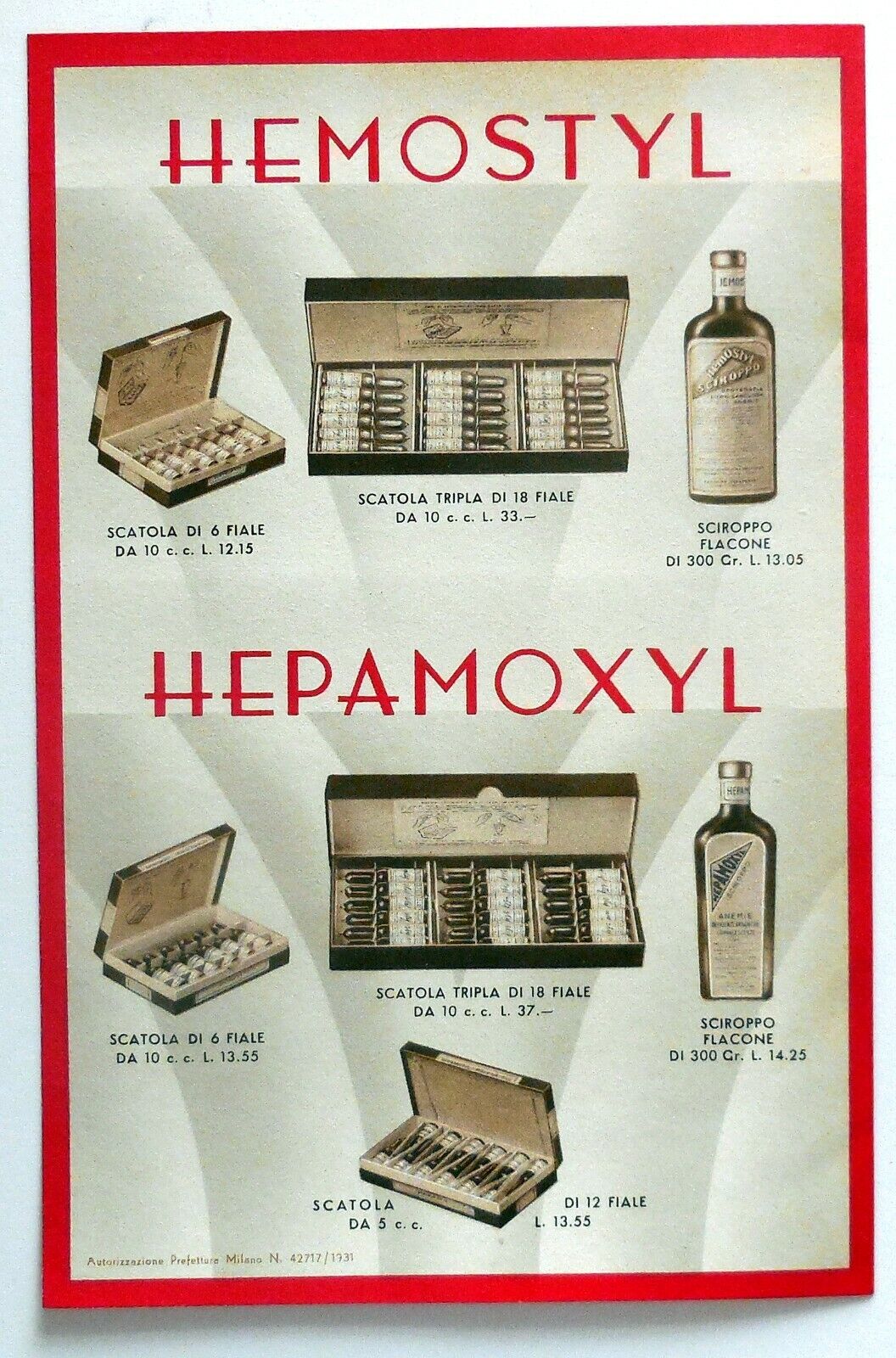 10a. Hemostyl, Istituto di sieroterapia emopoietica Milano, siero emopoietico, inizi 1900, locandina prodotti