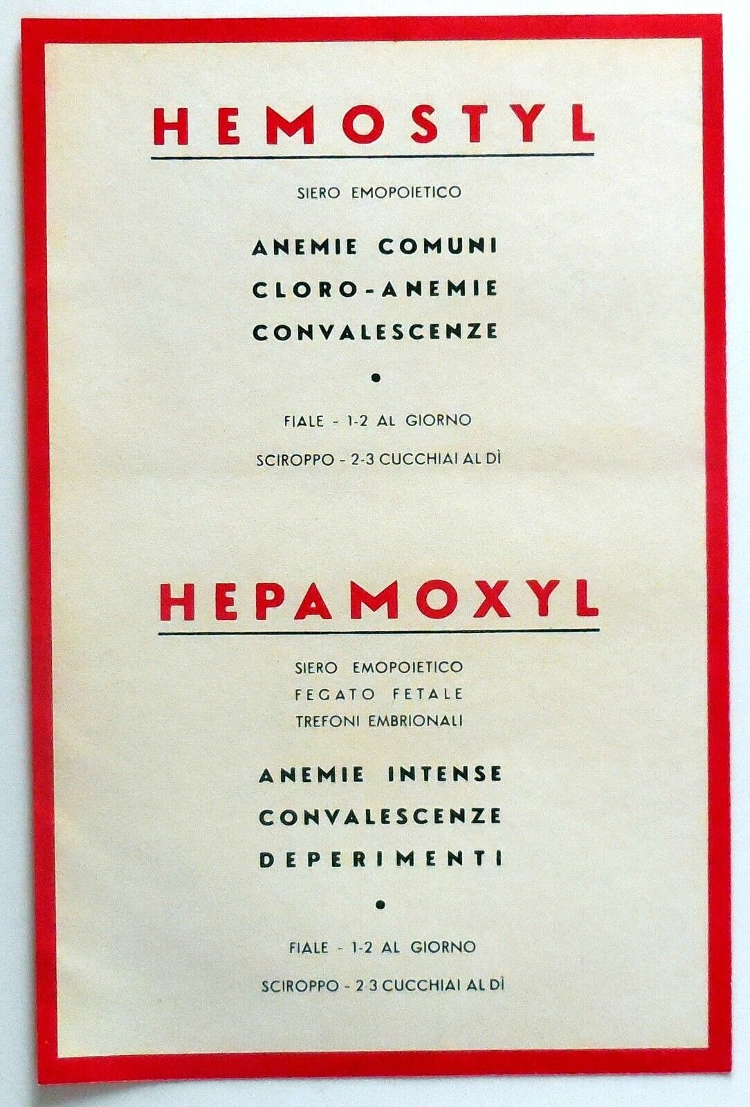 10b. Hemostyl, Istituto di sieroterapia emopoietica Milano, siero emopoietico, inizi 1900, locandina prodotti