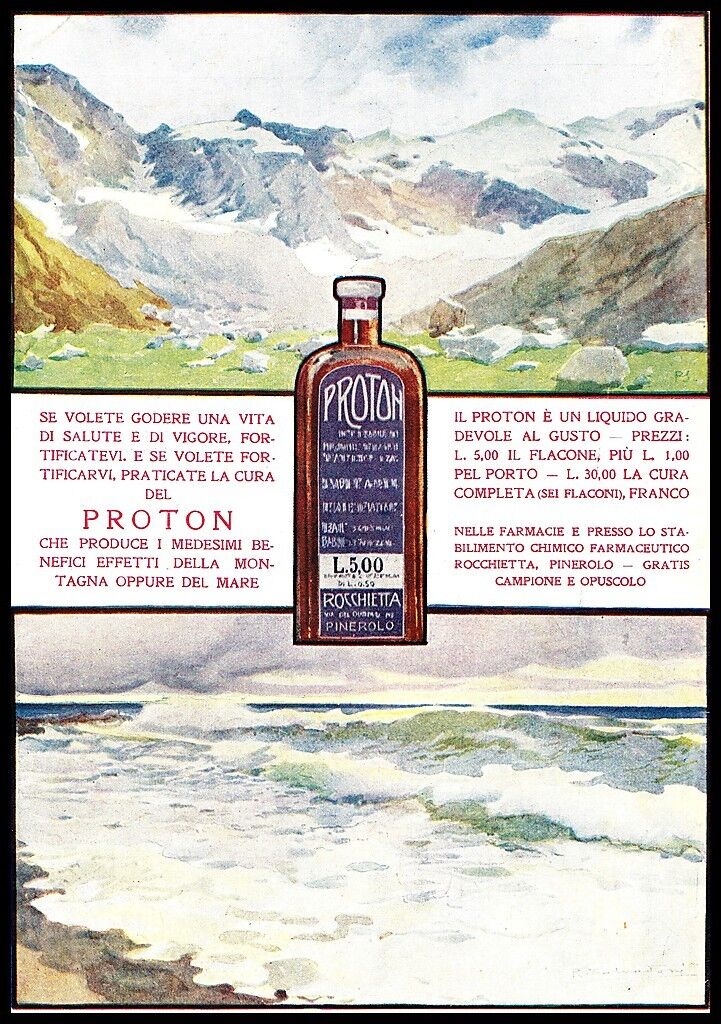 12c. Proton di Camillo Rocchietta, Pinerolo, anni 30, pubblicità