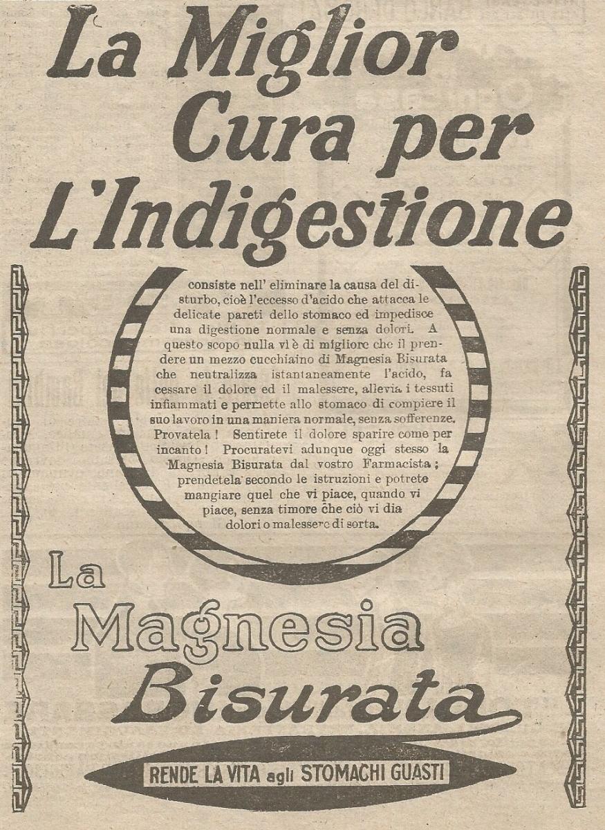 2c. Magnesia bisurata, Società Italo Britannica L. Manetti, H. Roberts, Firenze, digestivo, 1926
