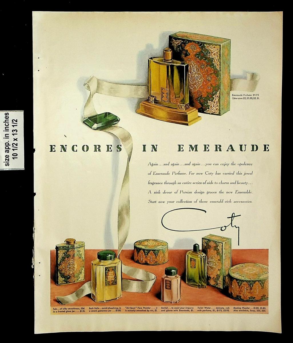 6c. Coty Paris, pubblicità Jewel fragrance 1949